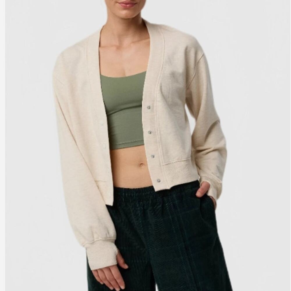 Offline by Aerie Ott Soft V Neck Cardigan L Snap Closure Active Lounge *flaw